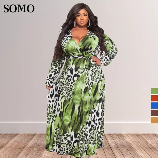 Leopard-Licious Style: Unveil the Beauty of the Fall 2022 Long Sleeve V-Neck Maxi Dress